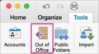 outlook for mac out of office message